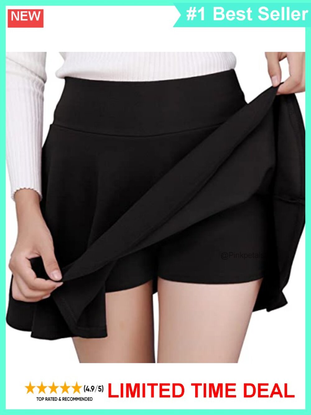 Women's Skater Mini Skirt with Built-In Shorts Stretchy A-Line Skort